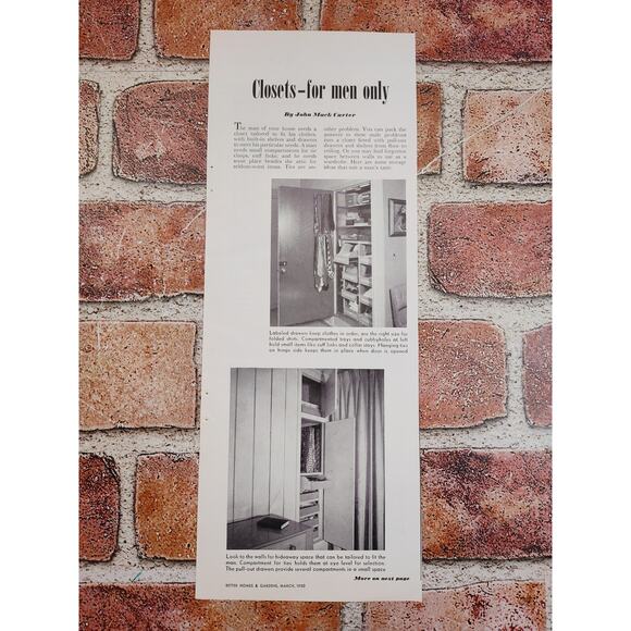 1950 Closets for Men Only Vtg Print Article by John‎ Mack Carter - Double Sided - Picture 11 of 11